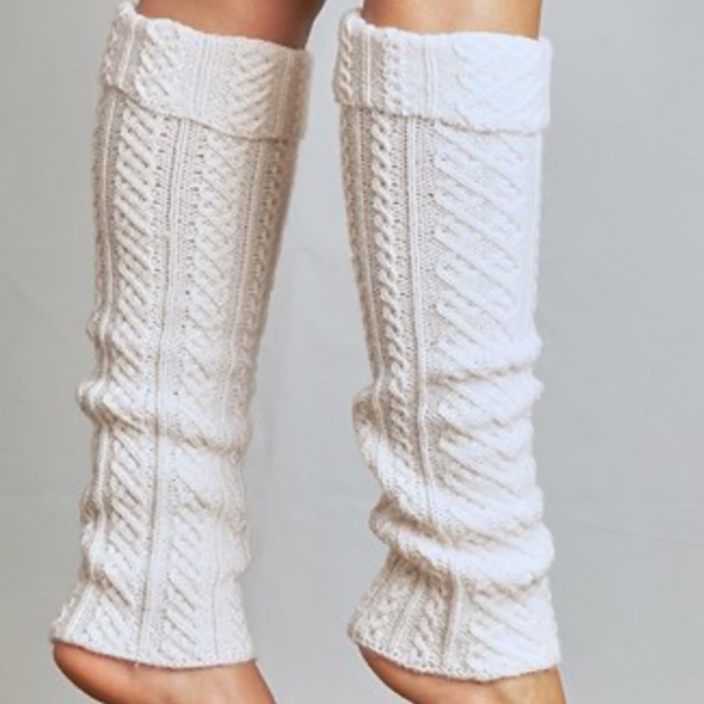 Cable Knit Cuffed Leg Warmers